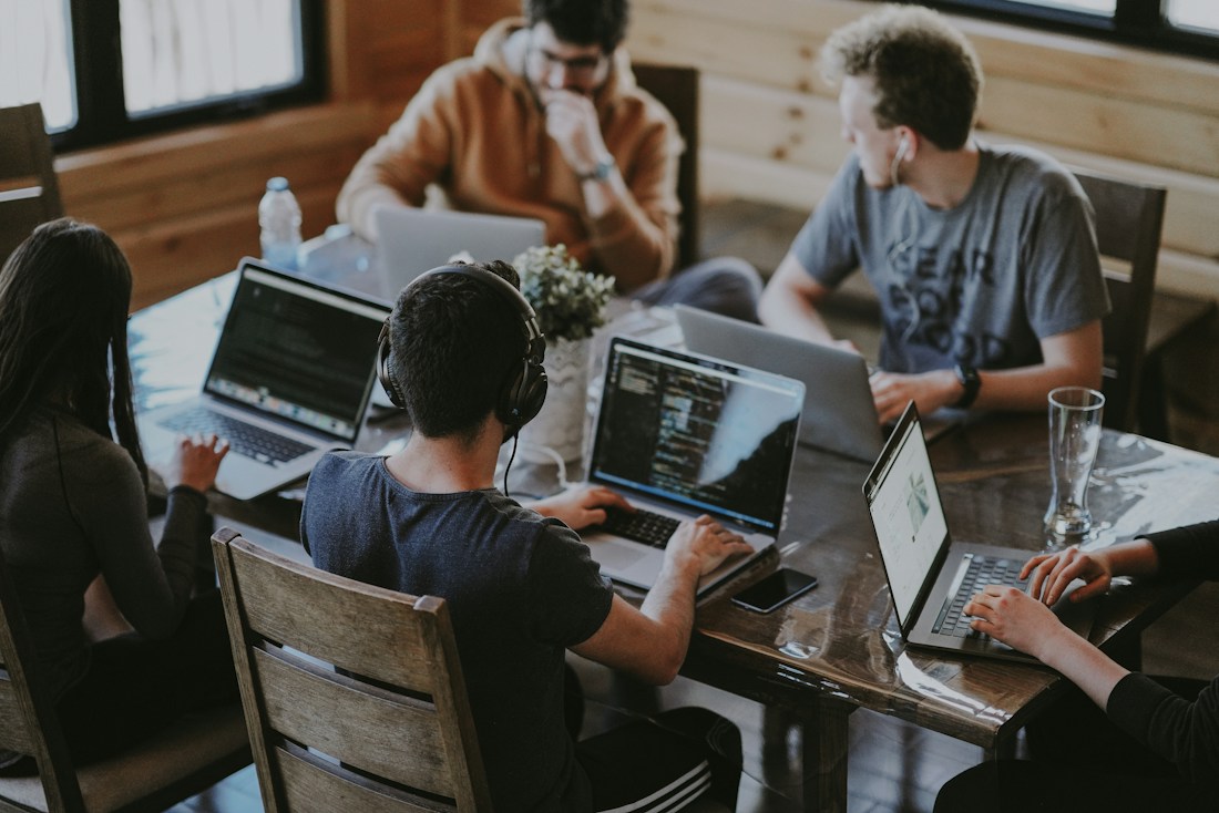 A group collaborating around a table